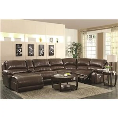 6-Piece Reclining Sectional Sofa with Casual Style